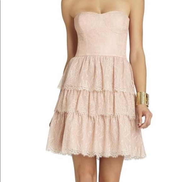 Brand new with tag BCBG pink lace strapless dress size 4 - Picture 5 of 5